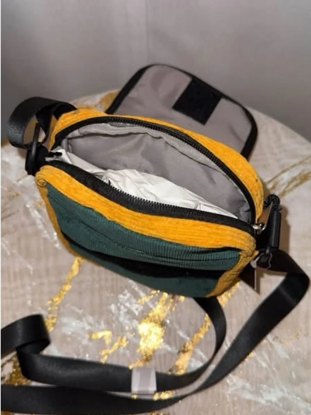 Paneled Corduroy Crossbody Bag